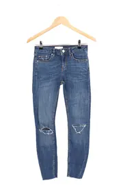 Vorschaubild 1 von Damen Jeans Slim Fit Gr. 34 (XS) Blau Cut-Out Stretch