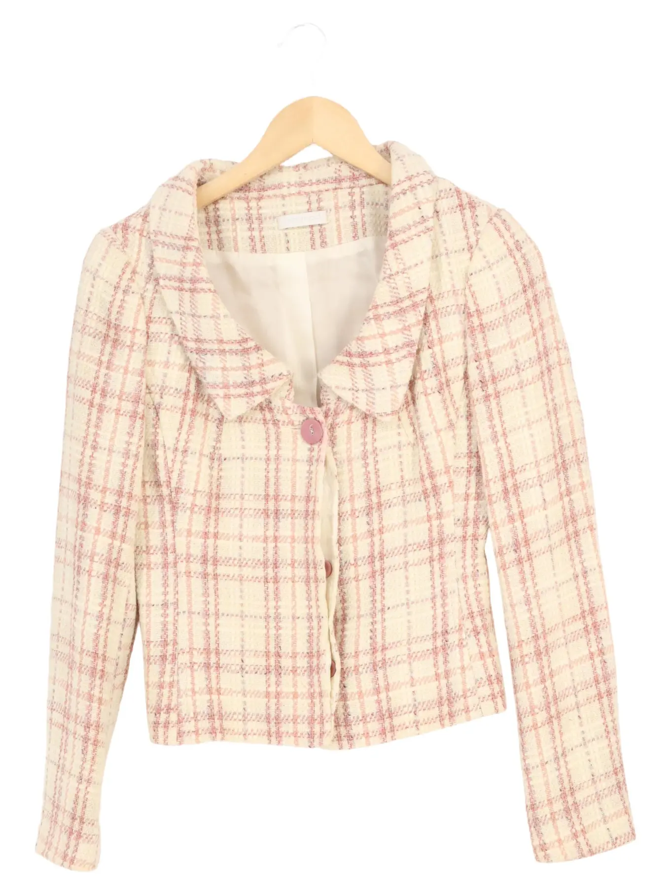 PROMODORO Damen Blazer Kariert Beige Gr. 38/M Wolle Elegant