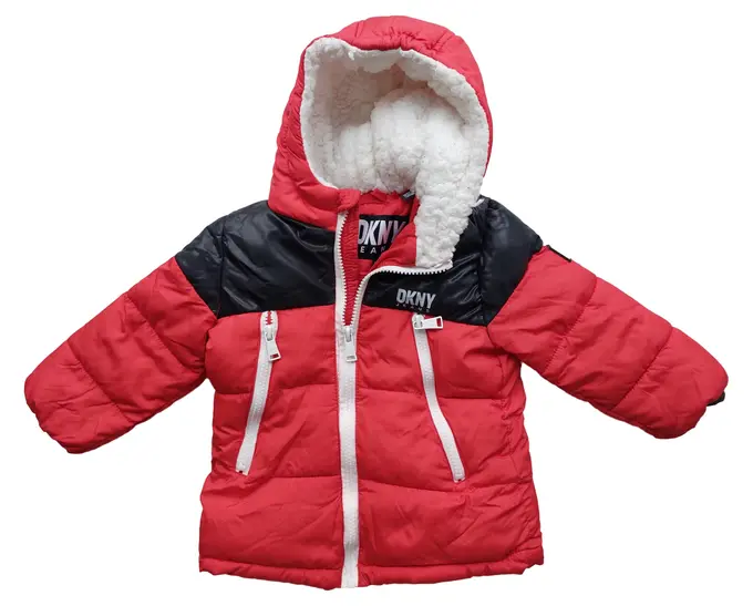 DKNY Kinder Steppjacke 86 (18 Monate) Rot Schwarz Casual Kapuze