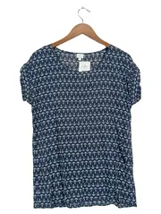 Vorschaubild 1 von Damen T-Shirt Gr. 38/M Blau Maritim Grafik Viskose Kurzarm
