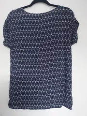 Vorschaubild 2 von Damen T-Shirt Gr. 38/M Blau Maritim Grafik Viskose Kurzarm