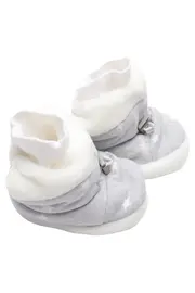 Vorschaubild 1 von Baby Stiefel Krabbelschuhe Sterne Fellbesatz Grau Weiß Gr. 20