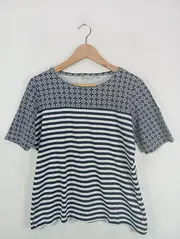 Vorschaubild 2 von Damen T-Shirt Gr. 42/XL Mehrfarbig Gestreift Baumwolle Casual Freizeit