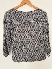 Vorschaubild 2 von Damen Bluse Ethno Muster 3/4 Arm Viskose Schwarz Gr. XS