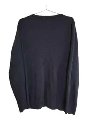 Vorschaubild 2 von Damen Pullover V-Ausschnitt Blau Gr. 42/XL Baumwolle Basic