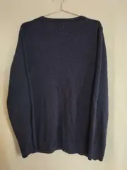 Vorschaubild 4 von Damen Pullover V-Ausschnitt Blau Gr. 42/XL Baumwolle Basic