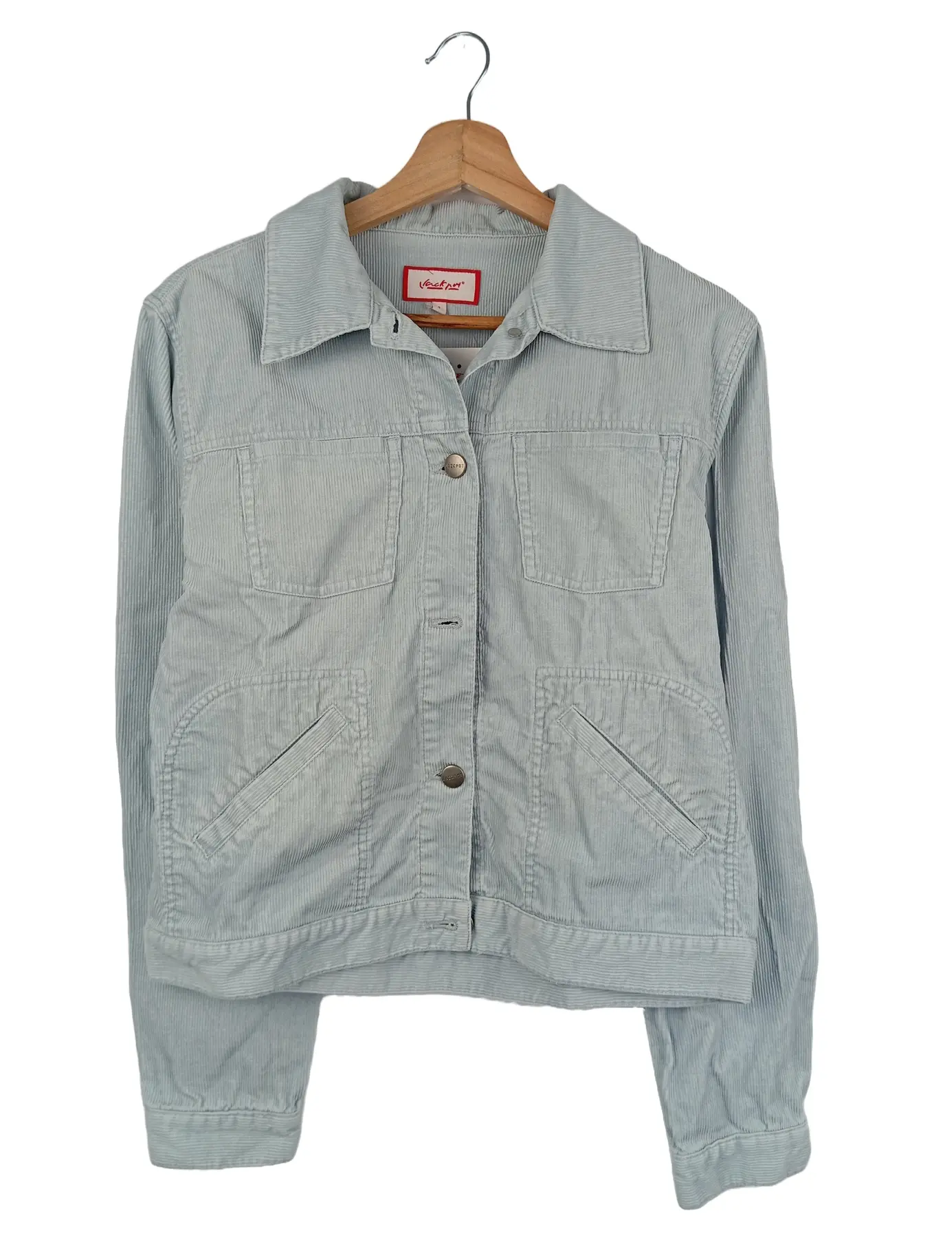 JACKPOT Damen Cordjacke Gr. 34/XS Hellblau Casual Vintage