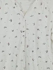 Vorschaubild 3 von Damen Langarmshirt Gr. 42 Weiß Casual mit Vogel Motiv