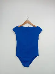 Vorschaubild 2 von Damen Body Gr. 40/L Blau Basic Baumwolle Kurzarm