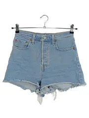 Vorschaubild 1 von Damen Jeans Shorts W28/36 S Blau Casual High Waist Fransen