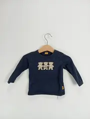 Vorschaubild 2 von Kinder Langarmshirt Blau Gr. 68 mit Teddybär Applikation Casual