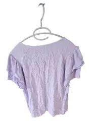 Vorschaubild 2 von Damen Bluse V-Ausschnitt Lila Viskose Gr. XL Kurzarm