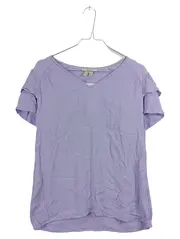 Vorschaubild 1 von Damen Bluse V-Ausschnitt Lila Viskose Gr. XL Kurzarm