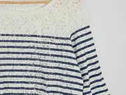 Vorschaubild 2 von Damen Langarmshirt Gr. 40/L Maritim Gestreift Spitze Mehrfarbig