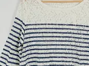 Vorschaubild 3 von Damen Langarmshirt Gr. 40/L Maritim Gestreift Spitze Mehrfarbig