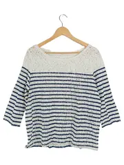 Vorschaubild 1 von Damen Langarmshirt Gr. 40/L Maritim Gestreift Spitze Mehrfarbig