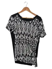 Vorschaubild 1 von Taifun Damen T-Shirt Gr. 42/XL Schwarz Weiß Grafisch Muster Casual