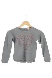 Vorschaubild 1 von Kinder Pullover Gr. 122 Grau Herz Sterne Casual Langarm