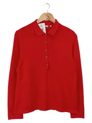 Vorschaubild 1 von Damen Pullover Gr. 42/L Rot Klassisch Casual Langarm Strukturmuster