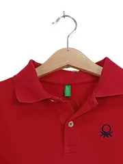 Vorschaubild 2 von Kinder Poloshirt Langarm Rot Gr. 134 Baumwolle Casual