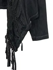 Vorschaubild 4 von Damen Strickjacke Gr. 42/XL Schwarz Bohemian Fransen