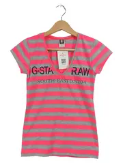 Vorschaubild 1 von Damen T-Shirt Gr. M Gestreift V-Ausschnitt Pink Grau