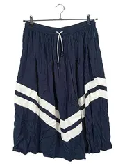 Vorschaubild 1 von Damen Faltenrock Gr. 40 L Blau Gestreift Midirock Casual