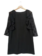 Vorschaubild 2 von Damen Freizeitkleid Gr. 36/S Schwarz Elegant Vintage Spitze Rüschen
