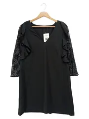Vorschaubild 1 von Damen Freizeitkleid Gr. 36/S Schwarz Elegant Vintage Spitze Rüschen