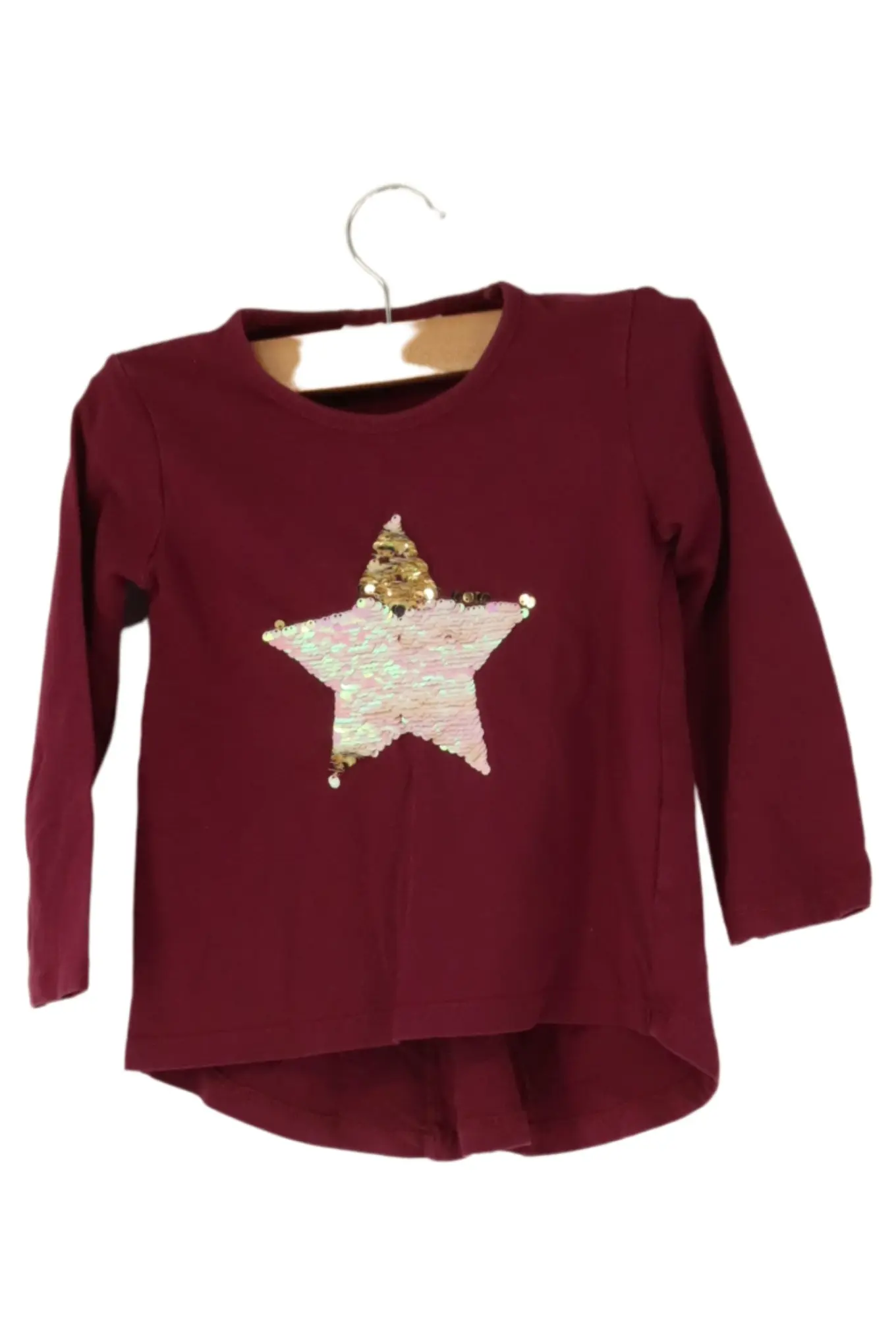 HAPPY GIRLS Pullover Kinder Gr. 98 Rot Pailletten Stern Langarm Shirt