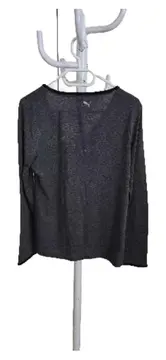 Vorschaubild 3 von Langarmshirt Damen Gr. 38 Grau Sportlich V-Ausschnitt Logo