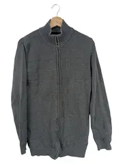 Vorschaubild 1 von Strickjacke Herren Grau M Casual Strukturmuster Reißverschluss