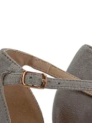 Vorschaubild 2 von Damen Pumps Gr. 38 Grau Elegant mit Knöchelriemen Blockabsatz 8cm