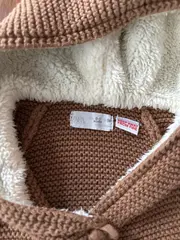 Vorschaubild 3 von Baby Strickjacke Kapuze Gr. 56 Braun Sherpa-Futter Neugeboren