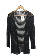 Vorschaubild 1 von Damen Strickjacke Lochmuster Schwarz Gr. 38/M Cardigan