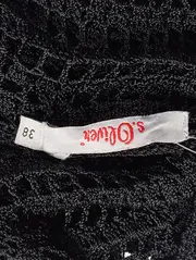 Vorschaubild 3 von Damen Strickjacke Lochmuster Schwarz Gr. 38/M Cardigan