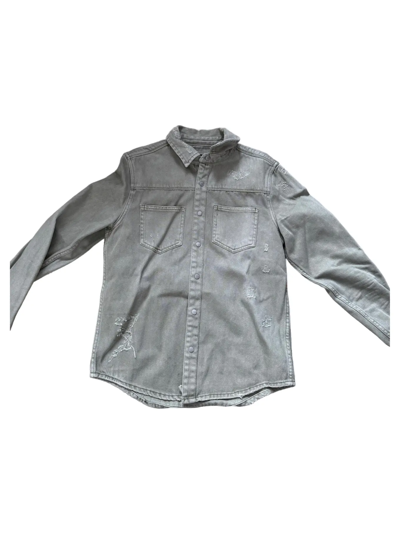 FRILIVIN Herren Jeansjacke Gr. M Grau Casual Destroyed Look