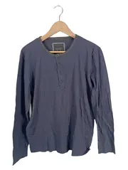 Vorschaubild 1 von Herren Langarmshirt Henley Shirt Blau Gr. 40 Casual