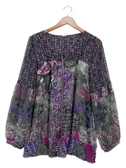 Vorschaubild 1 von Damen Bluse Gr. 42 Mehrfarbig Casual Langarm Muster