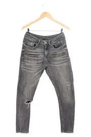 Vorschaubild 1 von Damen Jeans Slim Fit Grau W29/38 M Used Look Reißverschluss Cut-Outs