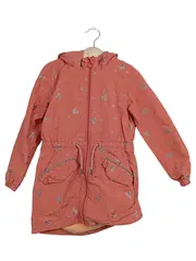 Vorschaubild 1 von Mädchen Parka Jacke Gr. 116 Rosa Blumenmuster Kapuze