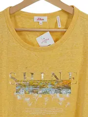 Vorschaubild 2 von Damen T-Shirt Gr. 46 Gelb SHINE Print Kurzarm Casual