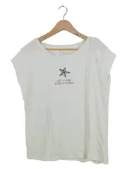 Vorschaubild 1 von Damen T-Shirt Gr. L Weiß Tiermotiv Kurzarm Baumwolle Freizeit