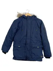 Vorschaubild 2 von Kinder Parka Winterjacke Kapuze Fellbesatz Blau Gr. 152