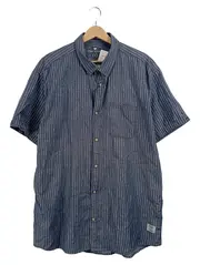 Vorschaubild 2 von Herren Freizeithemd Kurzarm Gestreift Blau Gr. 56 3XL Casual
