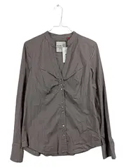 Vorschaubild 1 von Damen Bluse Gr. 38 Grau Langarm V-Ausschnitt Baumwolle