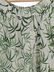 Vorschaubild 2 von Damen Bluse Off-Shoulder Blättermuster Gr. 36/S Grün Weiß