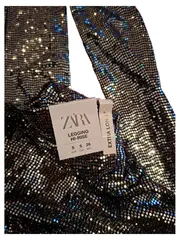 Vorschaubild 3 von Damen Leggings Pailletten Hi-Rise Silber Glamour Gr. S Extra Long