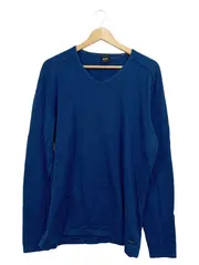 Vorschaubild 1 von Herren Pullover V-Ausschnitt Blau Baumwolle Slim Fit XXL