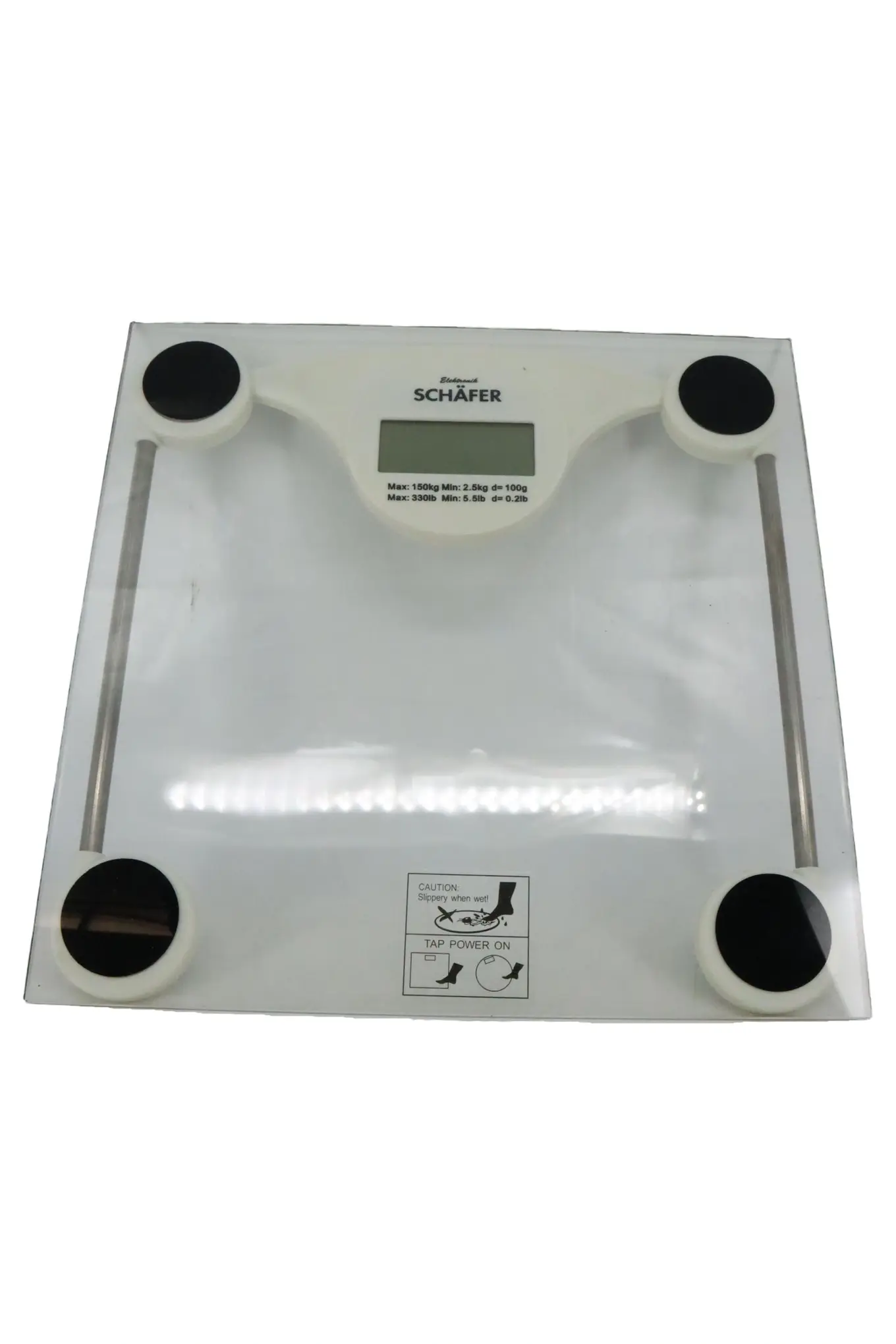 SCHÄFFER Digitale Personenwaage Glas Transparent bis 150kg Körperwaage